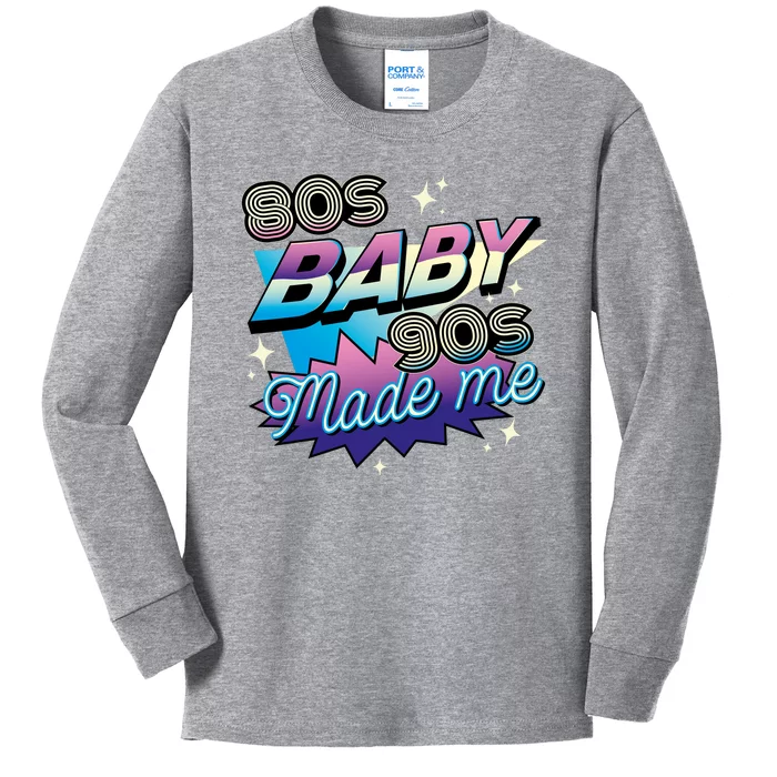 80s Baby 90s Made Me Retro Kids Long Sleeve Shirt