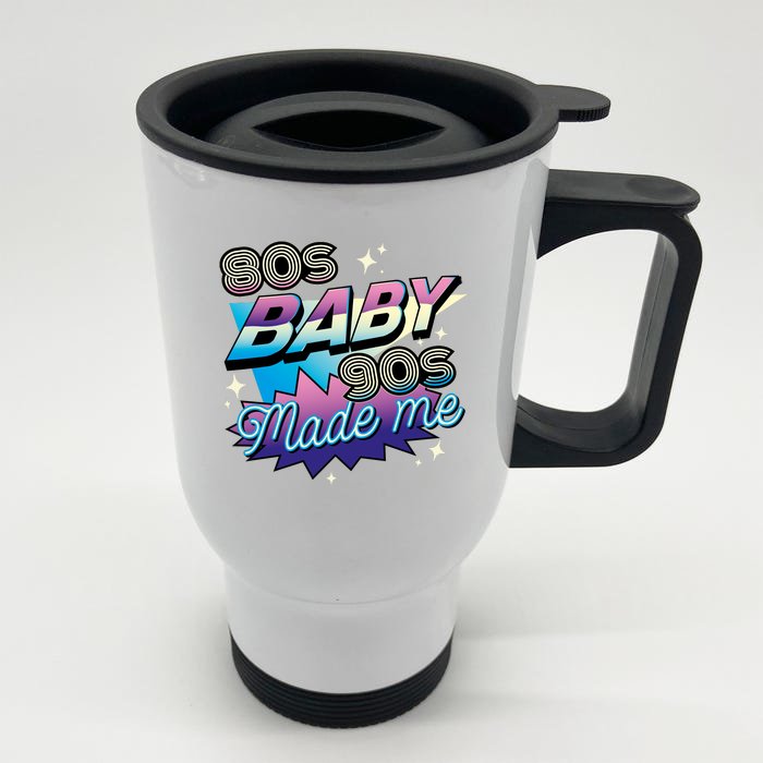 80s Baby 90s Made Me Retro Front & Back Stainless Steel Travel Mug