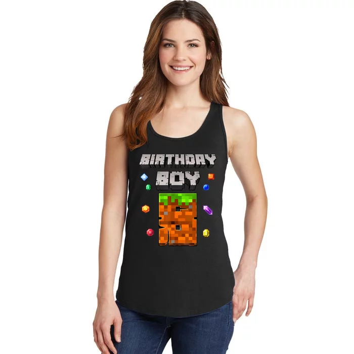 8th Birthday Boy 8 Video Garner Pixel Number Eight Bday Party Ladies Essential Tank