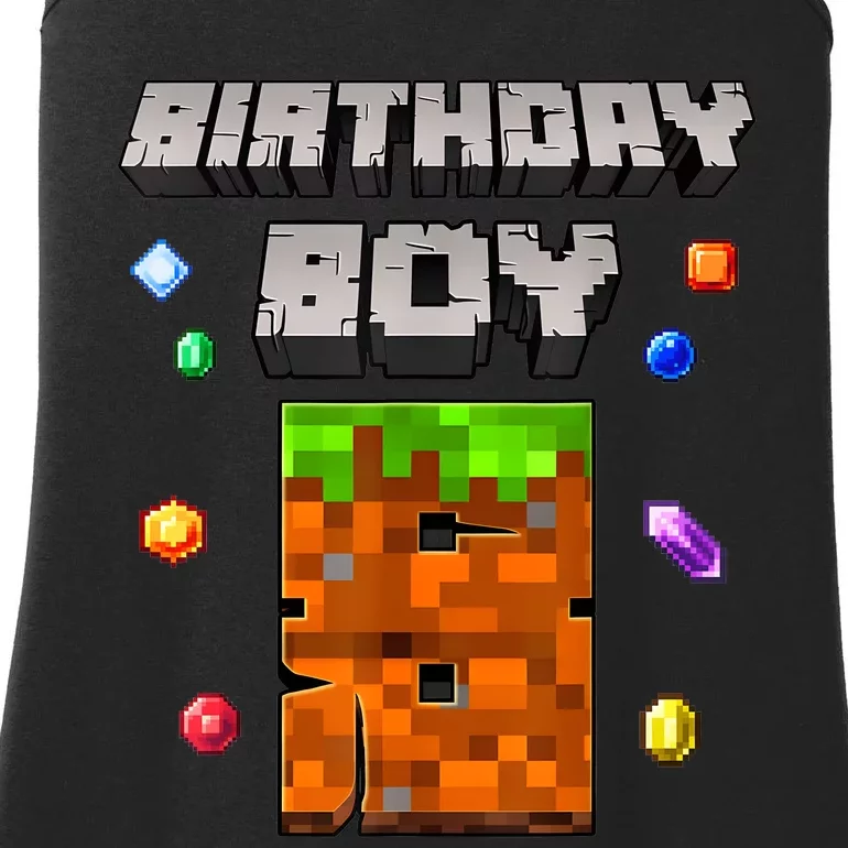 8th Birthday Boy 8 Video Garner Pixel Number Eight Bday Party Ladies Essential Tank