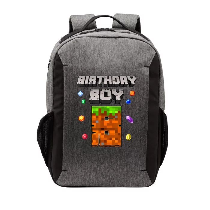 8th Birthday Boy 8 Video Garner Pixel Number Eight Bday Party Vector Backpack