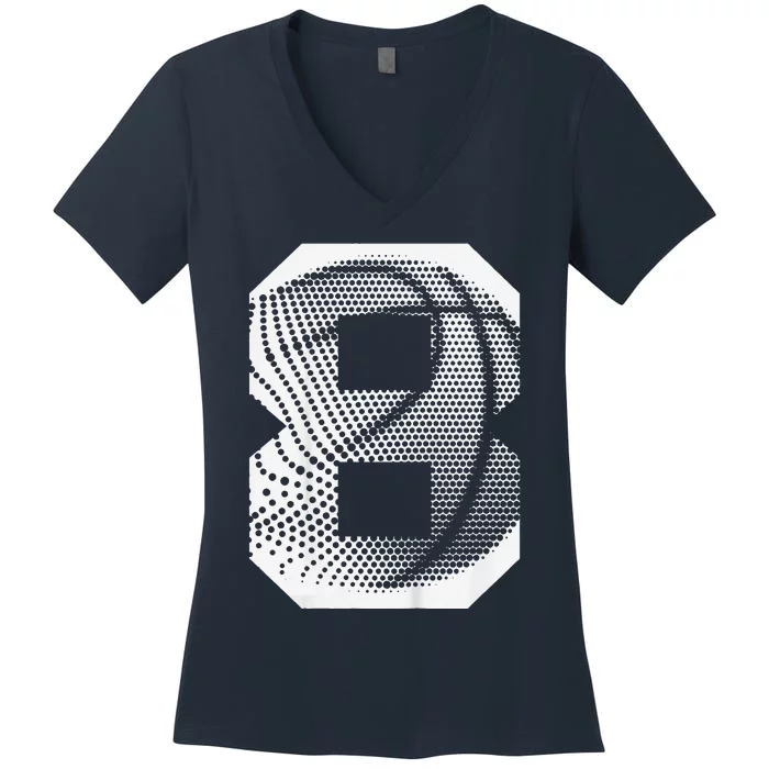 8th Birthday Boy Basketball Player Basketball 8 Years Old Women's V-Neck T-Shirt