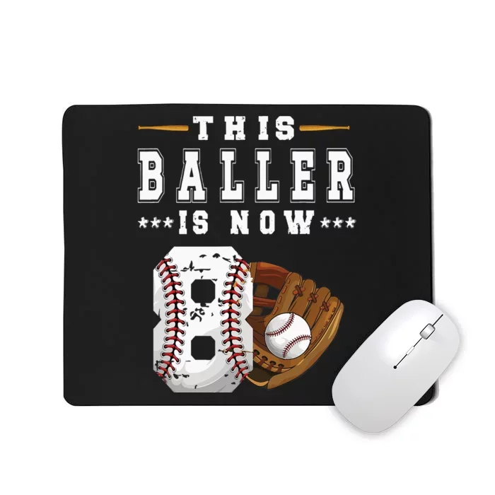 8th Birthday Baseball Boy Eight Year Old Baseball Player Mousepad