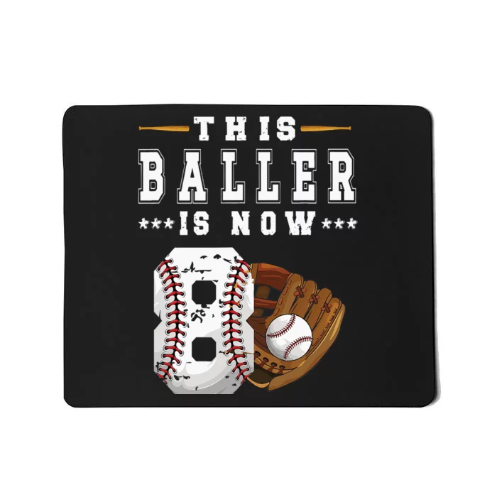 8th Birthday Baseball Boy Eight Year Old Baseball Player Mousepad