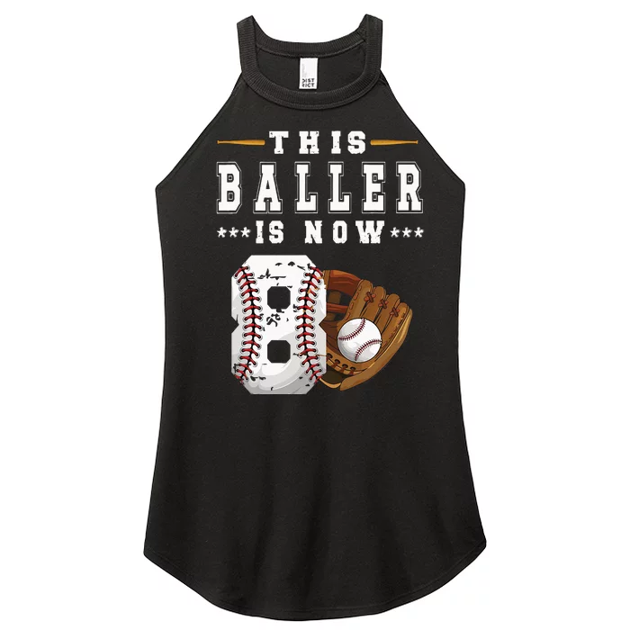 8th Birthday Baseball Boy Eight Year Old Baseball Player Women’s Perfect Tri Rocker Tank