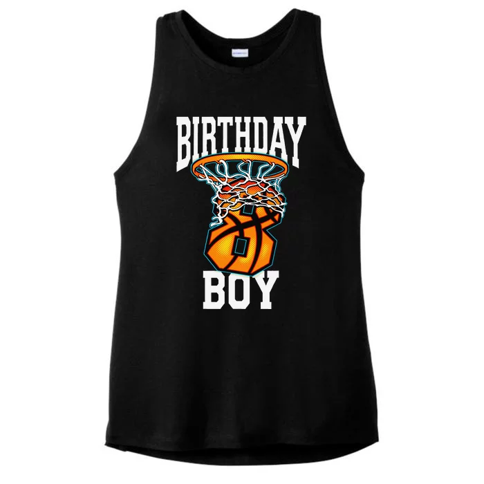 8th Birthday Basketball 8 Years Old Gift Ladies Tri-Blend Wicking Tank