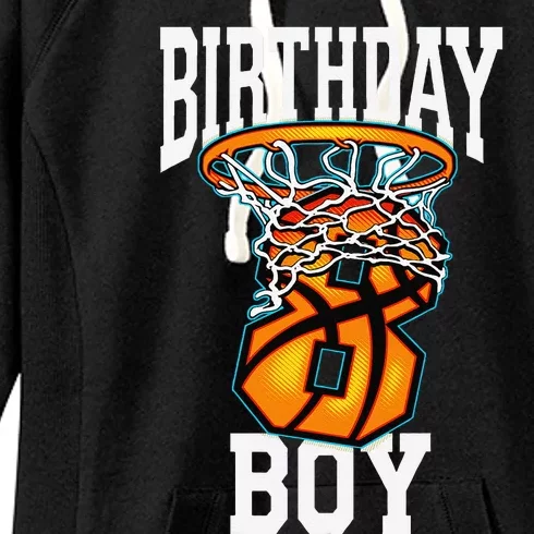 8th Birthday Basketball 8 Years Old Gift Women's Fleece Hoodie