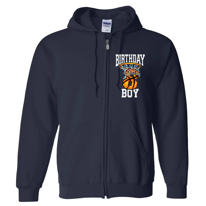 8th Birthday Basketball 8 Years Old Gift Full Zip Hoodie