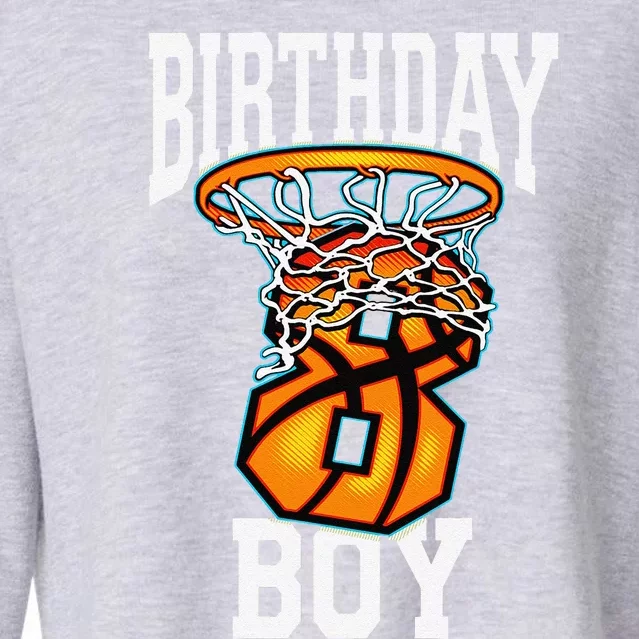 8th Birthday Basketball 8 Years Old Gift Cropped Pullover Crew