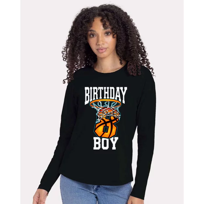 8th Birthday Basketball 8 Years Old Kids Gift Womens Cotton Relaxed Long Sleeve T-Shirt