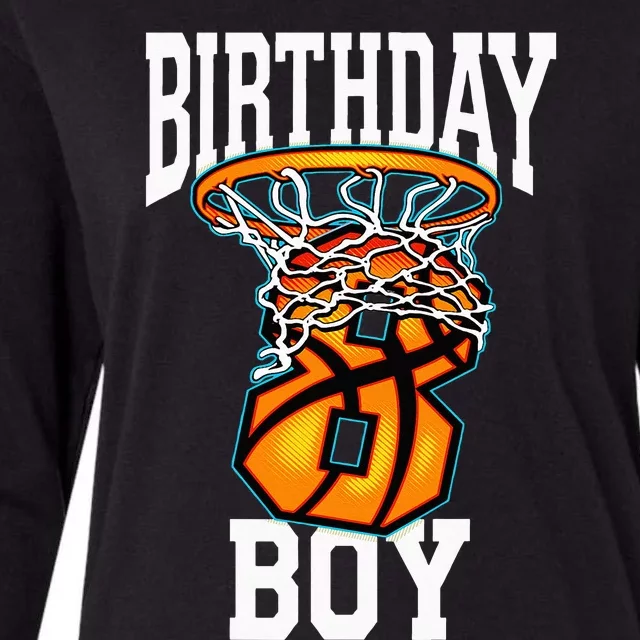 8th Birthday Basketball 8 Years Old Kids Gift Womens Cotton Relaxed Long Sleeve T-Shirt