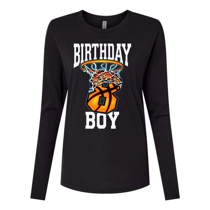 8th Birthday Basketball 8 Years Old Kids Gift Womens Cotton Relaxed Long Sleeve T-Shirt