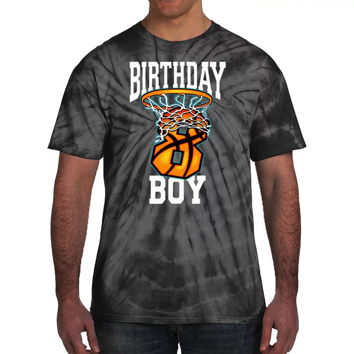 8th Birthday Basketball 8 Years Old Kids Gift Tie-Dye T-Shirt