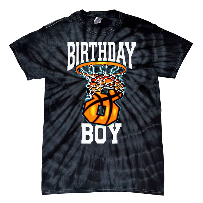 8th Birthday Basketball 8 Years Old Kids Gift Tie-Dye T-Shirt