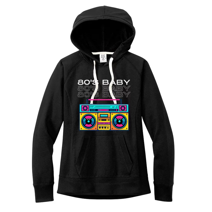 80S Baby Boombox Vintage Nostalgia Wear Retro Inspired Women's Fleece Hoodie