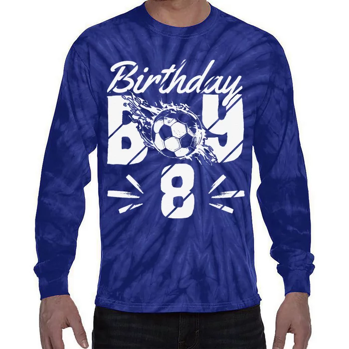 8th Birthday Birthday Boy Birthday Boy Soccer Fan Tie-Dye Long Sleeve Shirt