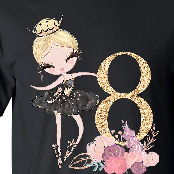 8th Birthday Ballerina Dancer Ballet Black Tutu Tall T-Shirt