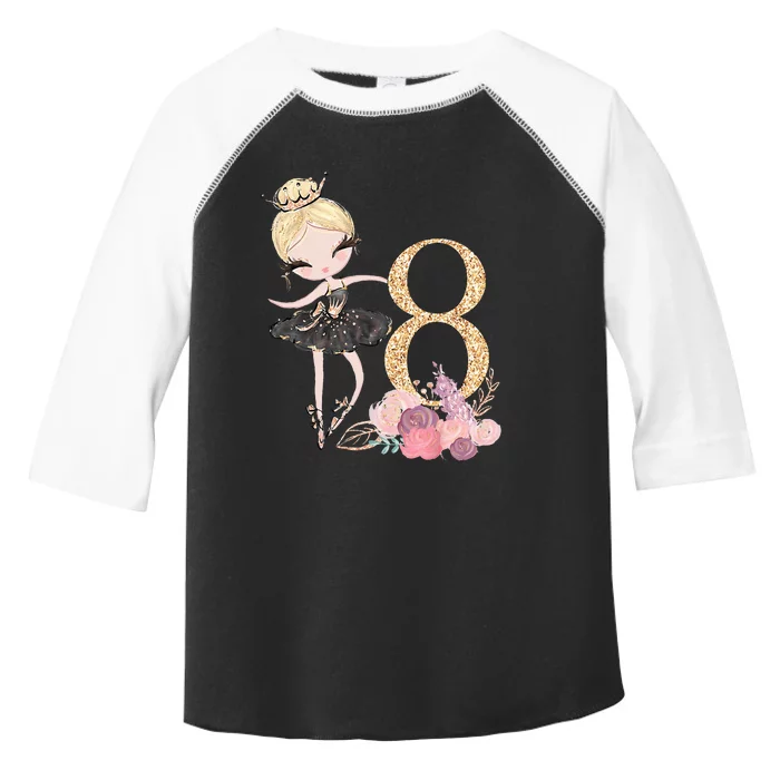 8th Birthday Ballerina Dancer Ballet Black Tutu Toddler Fine Jersey T-Shirt