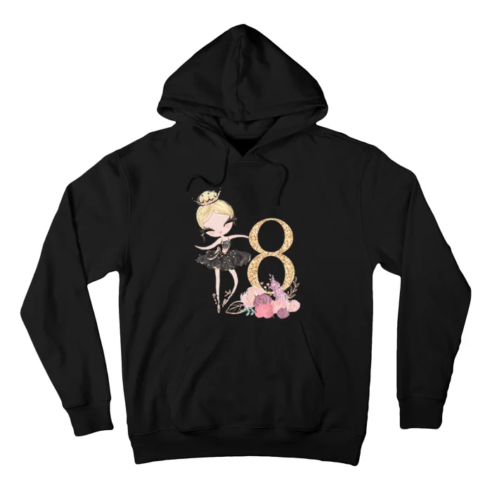 8th Birthday Ballerina Dancer Ballet Black Hoodie