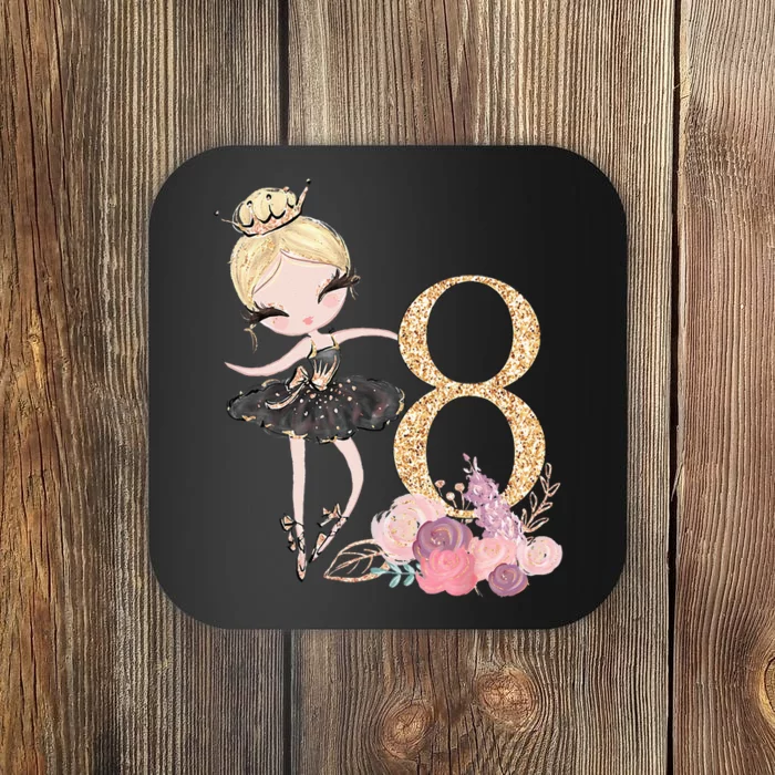 8th Birthday Ballerina Dancer Ballet Black Coaster