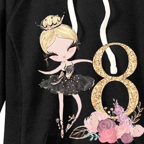 8th Birthday Ballerina Dancer Ballet Black Women's Fleece Hoodie