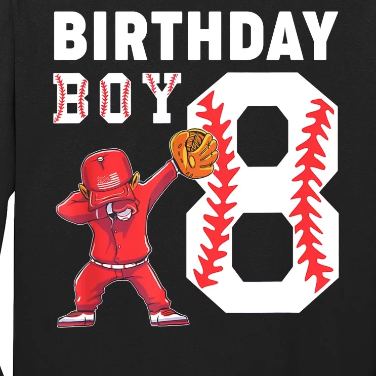 8th Birthday Boy Baseball Player Long Sleeve Shirt