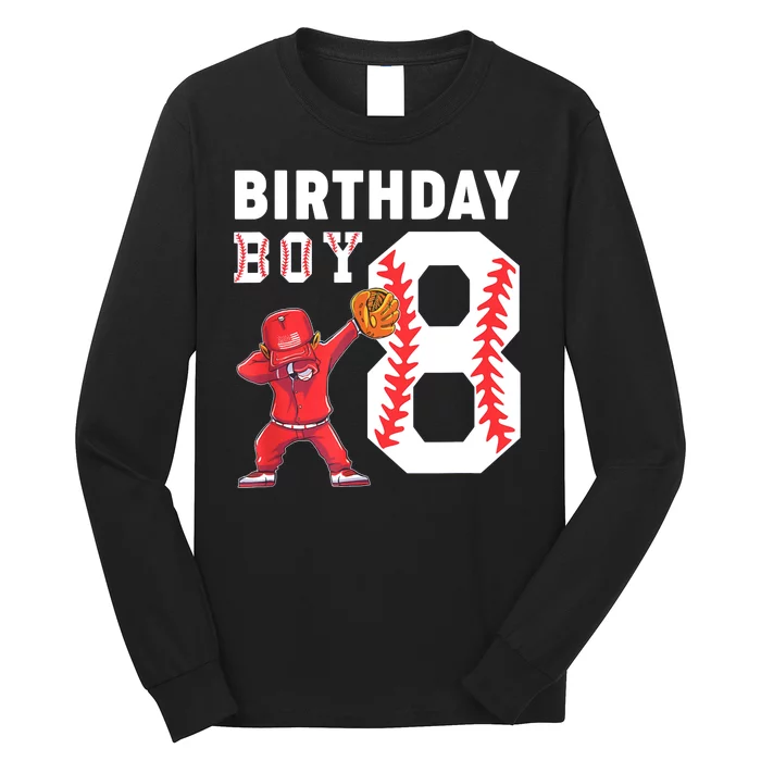 8th Birthday Boy Baseball Player Long Sleeve Shirt