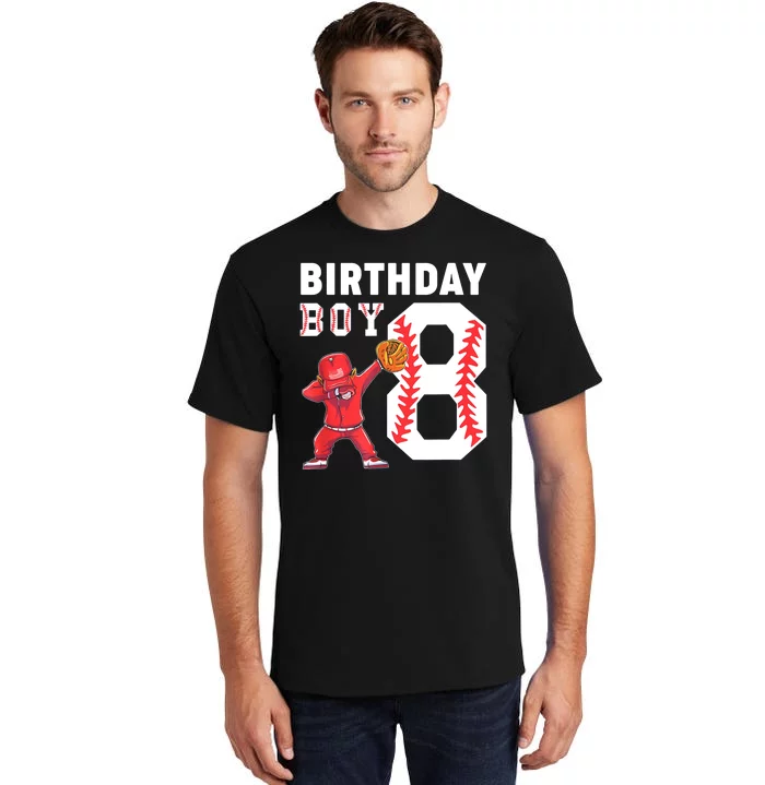 8th Birthday Boy Baseball Player Tall T-Shirt