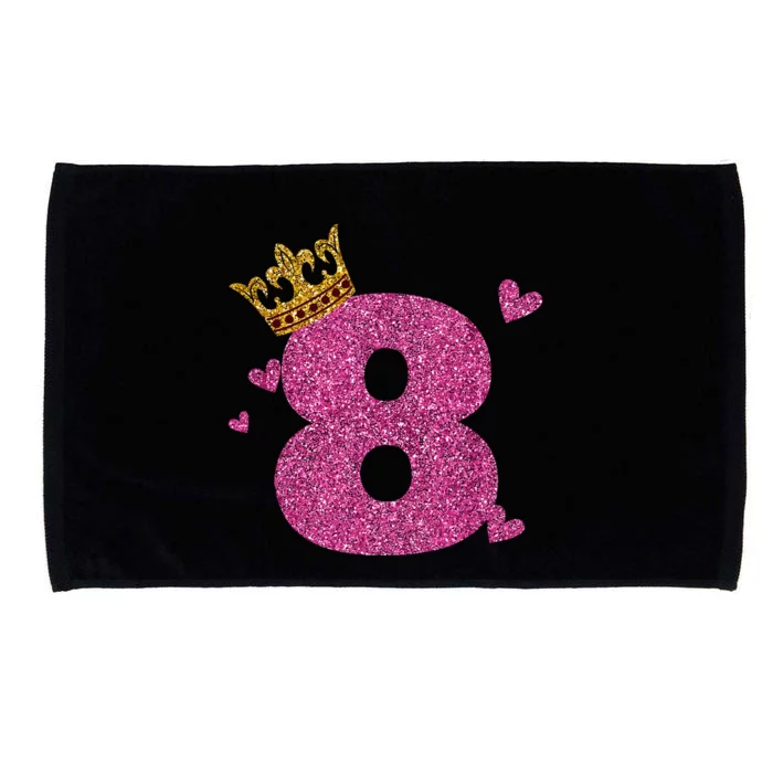 8th Birthday Crown 8 Years Old Bday Microfiber Hand Towel