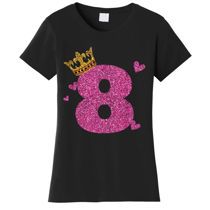 8th Birthday Crown 8 Years Old Bday Women's T-Shirt