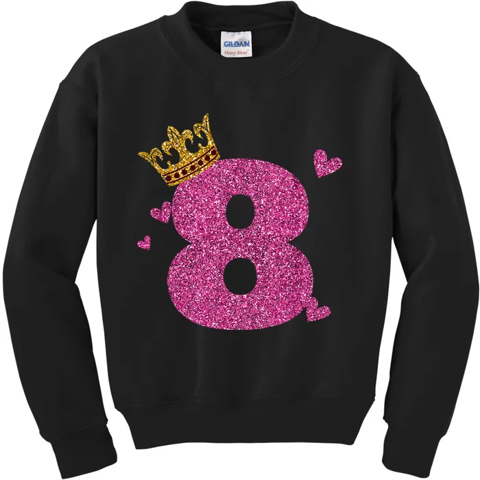 8th Birthday Crown 8 Years Old Bday Kids Sweatshirt