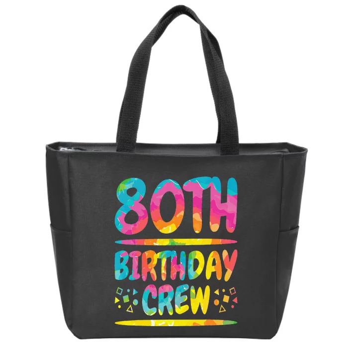 80th Birthday Crew Family, 80th Birthday Party Friends Group Zip Tote Bag