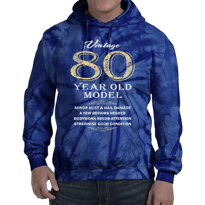 80th Birthday Funny Gift Idea Tie Dye Hoodie