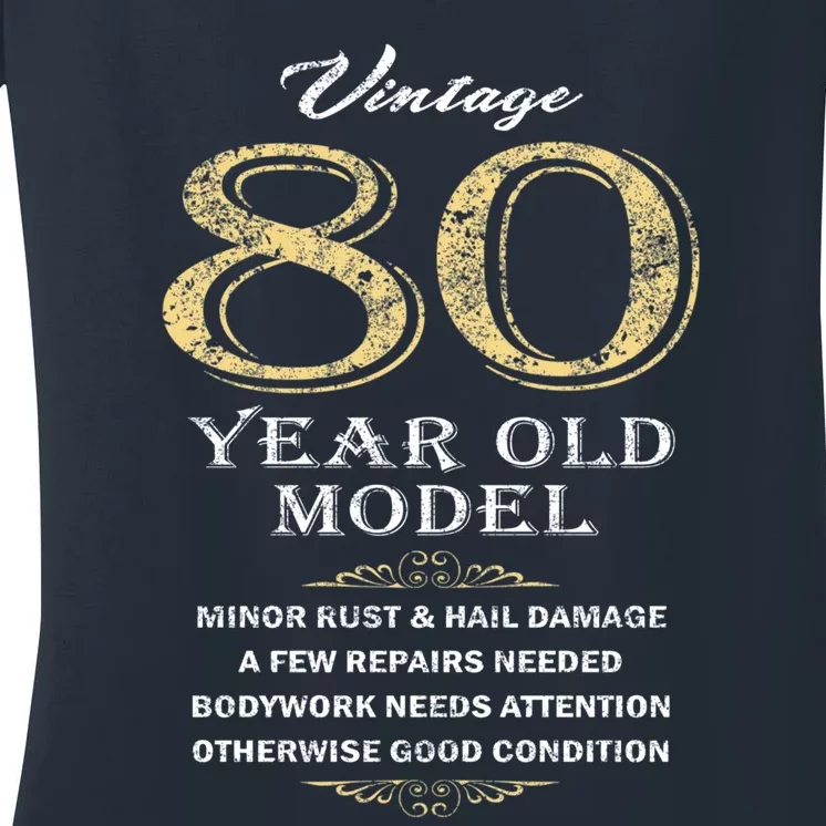 80th Birthday Funny Gift Idea Women's V-Neck T-Shirt