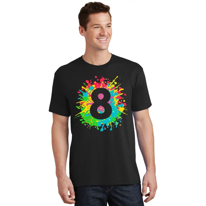 8th Birthday For 8 Paint Splashes T-Shirt