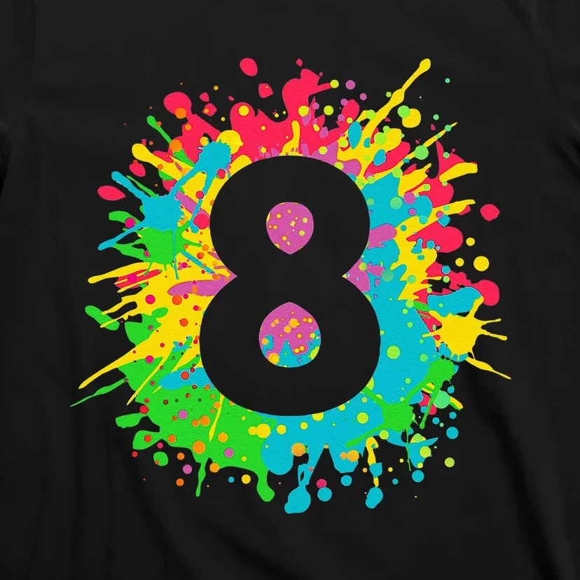 8th Birthday For 8 Paint Splashes T-Shirt