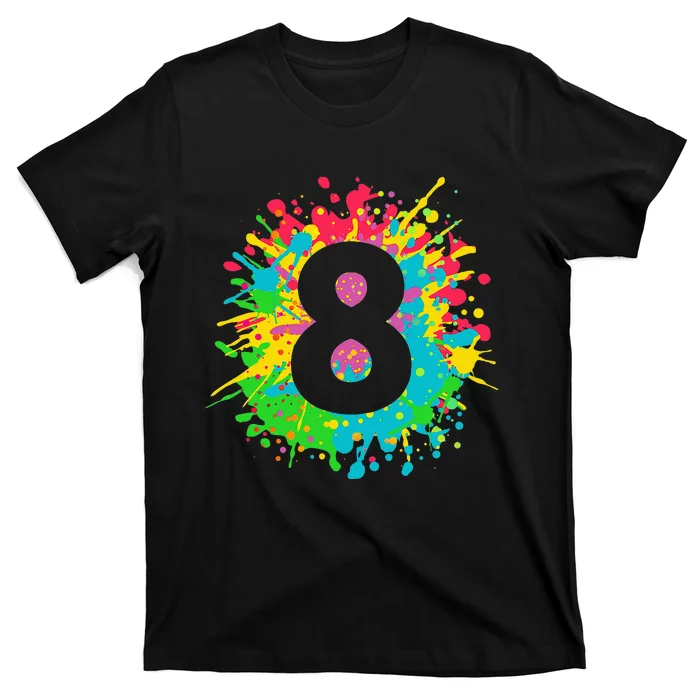 8th Birthday For 8 Paint Splashes T-Shirt