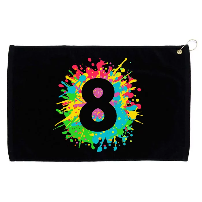 8th Birthday For 8 Paint Splashes Grommeted Golf Towel