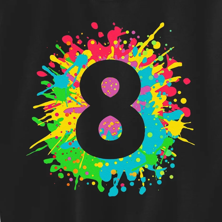 8th Birthday For 8 Paint Splashes Kids Sweatshirt