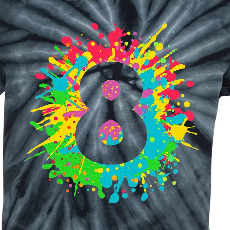 8th Birthday For 8 Paint Splashes Kids Tie-Dye T-Shirt