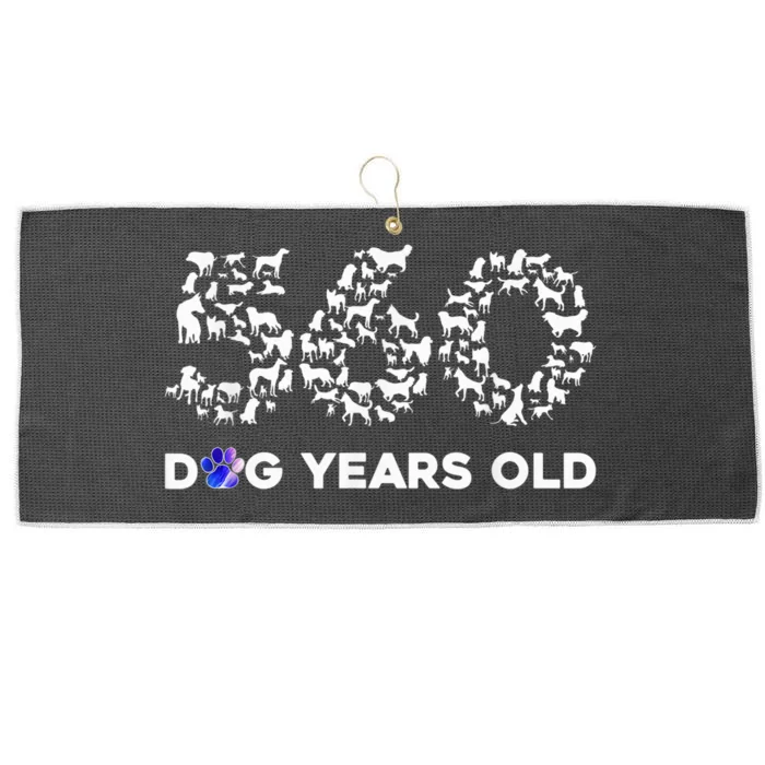 80th Birthday  Funny 560 Dog Years Old Gift Tees Large Microfiber Waffle Golf Towel