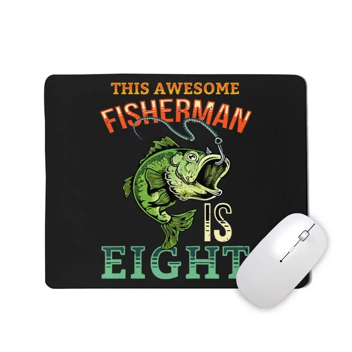 8th Birthday Fishing Gift Bass Fish Bday Party Fisherman Mousepad