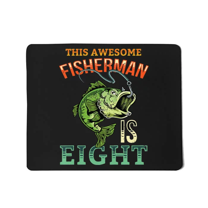 8th Birthday Fishing Gift Bass Fish Bday Party Fisherman Mousepad