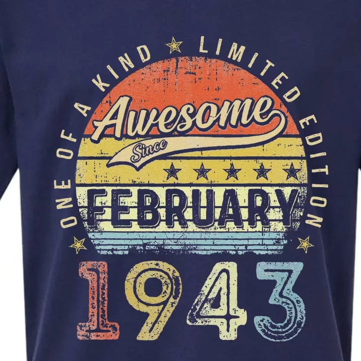 80th Birthday Gift Awesome Since February 1943 80 Year Old Cute Sueded Cloud Jersey T-Shirt