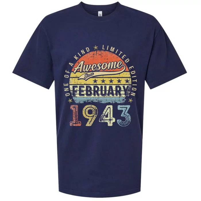 80th Birthday Gift Awesome Since February 1943 80 Year Old Cute Sueded Cloud Jersey T-Shirt