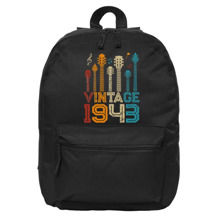 80th Birthday Gifts Vintage 1943 Guitarist Guitar Lovers 16 in Basic Backpack