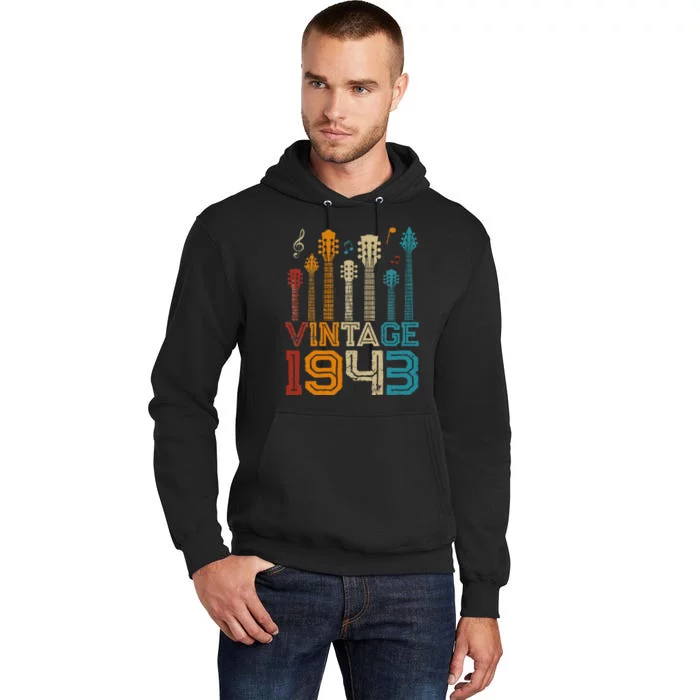 80th Birthday Gifts Vintage 1943 Guitarist Guitar Lovers Tall Hoodie