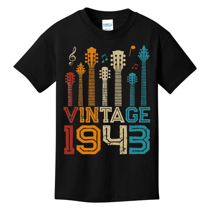 80th Birthday Gifts Vintage 1943 Guitarist Guitar Lovers Kids T-Shirt