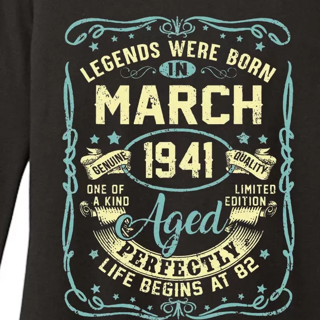 82nd Birthday Gift 82 Years Old Legends Born March 1941 Womens CVC Long Sleeve Shirt