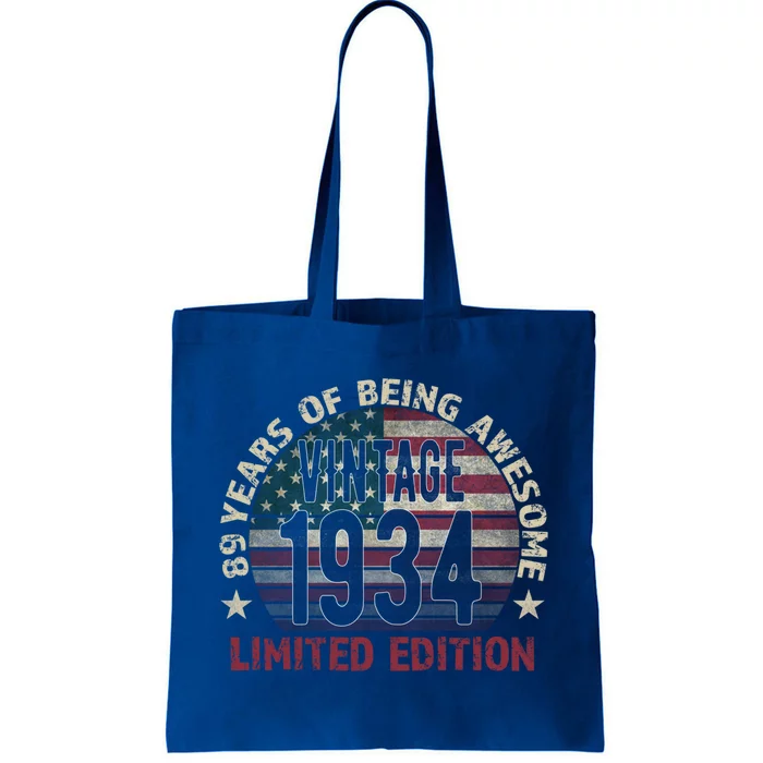 89th Birthday Gift Vintage 1934 89 Years Old Usa Flag Cool Gift Tote Bag